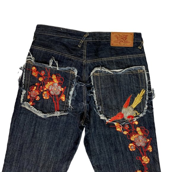 Kanji Evisu Mens Jeans Blue Selvedge Straight W32xL32 Embroider Denim Lot 0460 - Picture 12 of 12